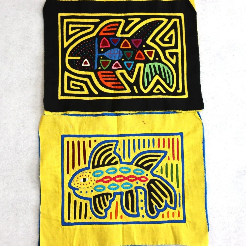 Vintage Kuna Mola Textile Panels OS Multi Unisex Folk Art Boho